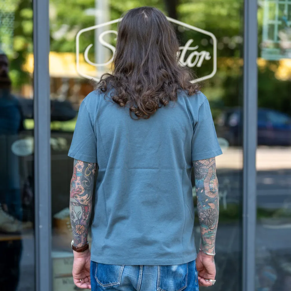 9 Ounce Pocket T-Shirt Faded Blue