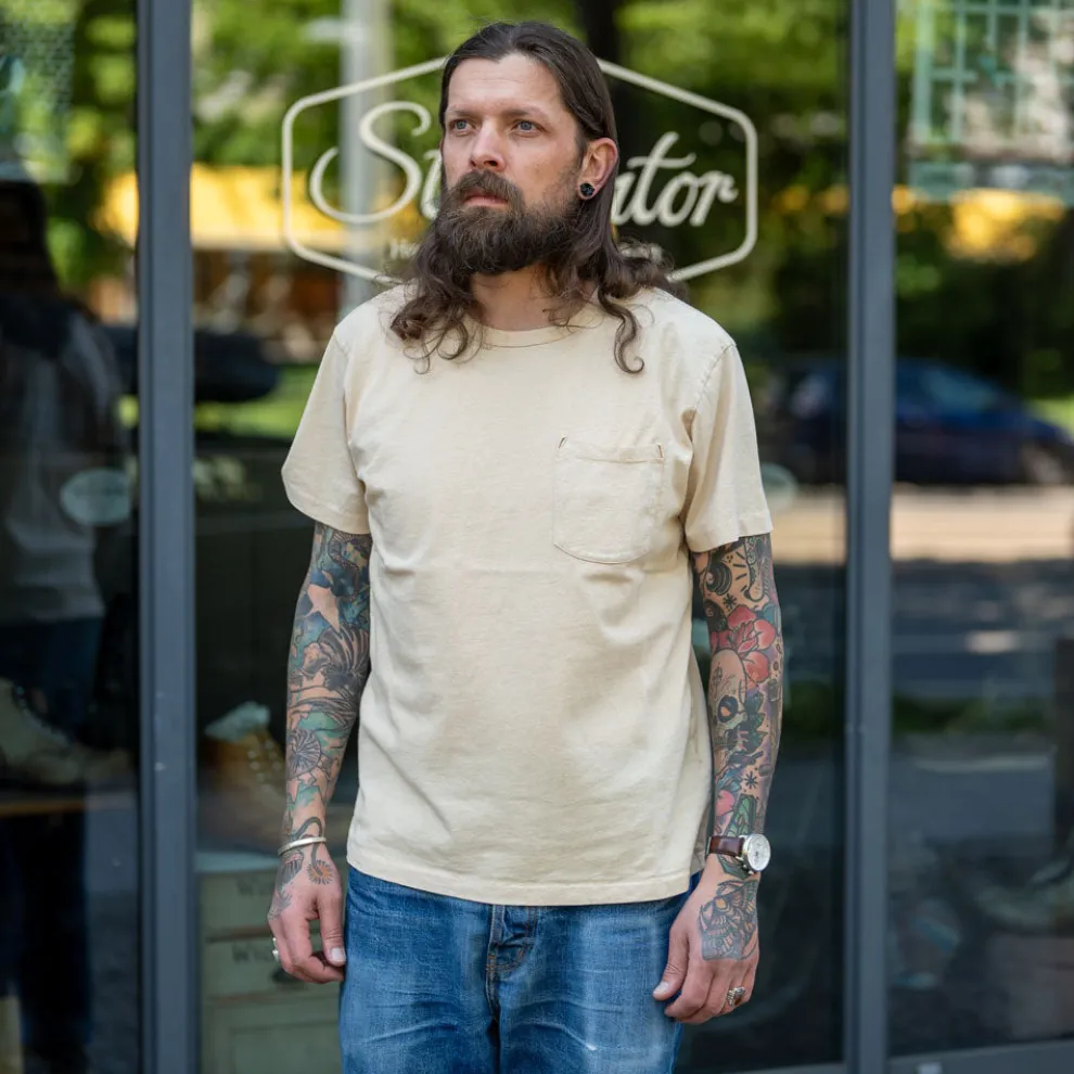 9 Ounce Pocket T-Shirt Cream