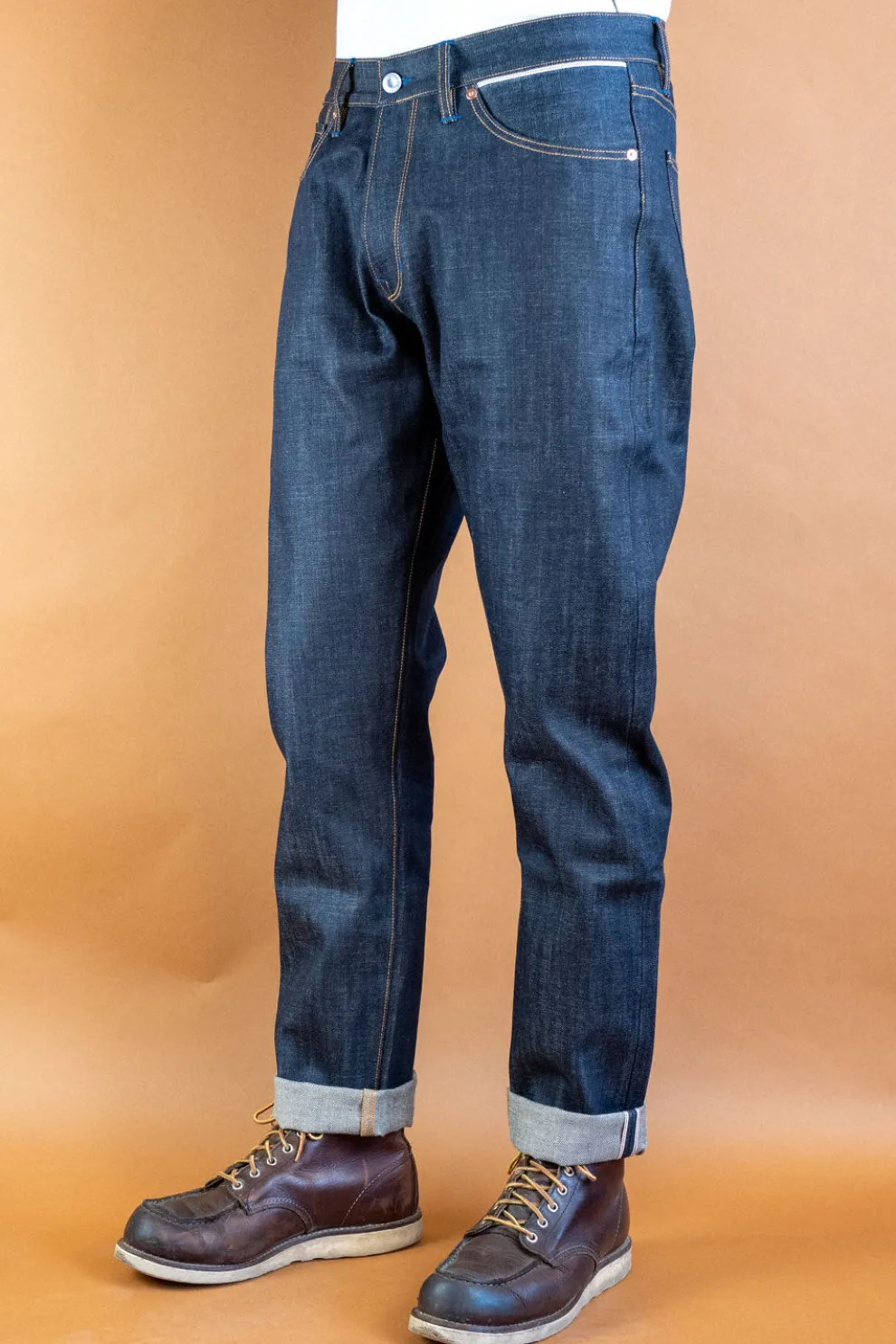 B-04 Relaxed Jeans 13 oz. Brown Cotton Selvedge