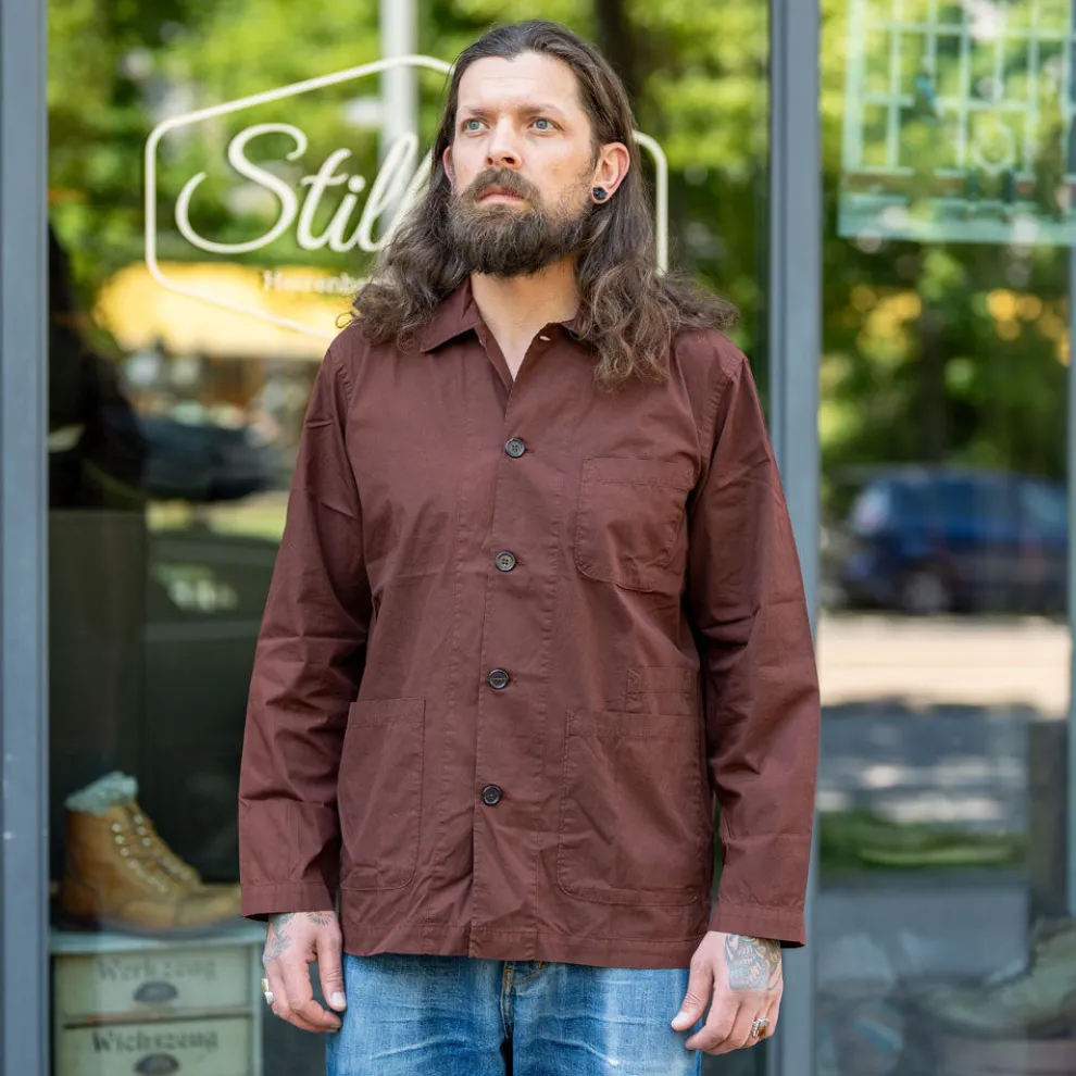 Bakers Overshirt Organic Poplin Brown