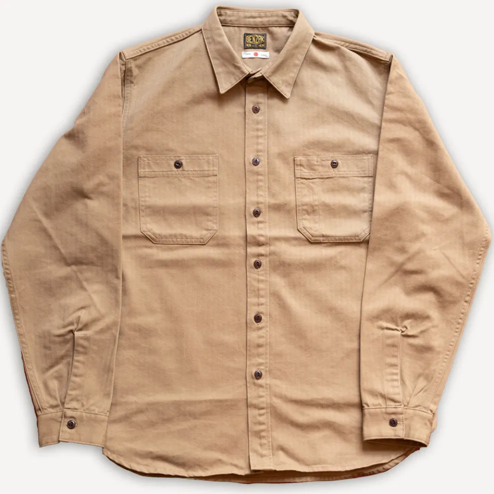 BWS02 Utility Shirt 8oz. Herringbone Brown