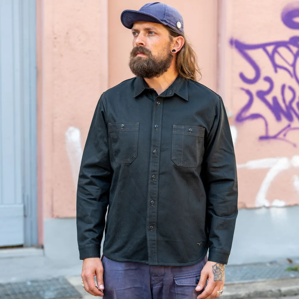 BWS-02 Utility Shirt 8oz. Herringbone Black
