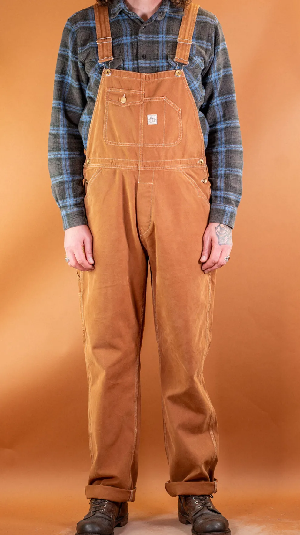Canvas Bib Overall Duck Brown