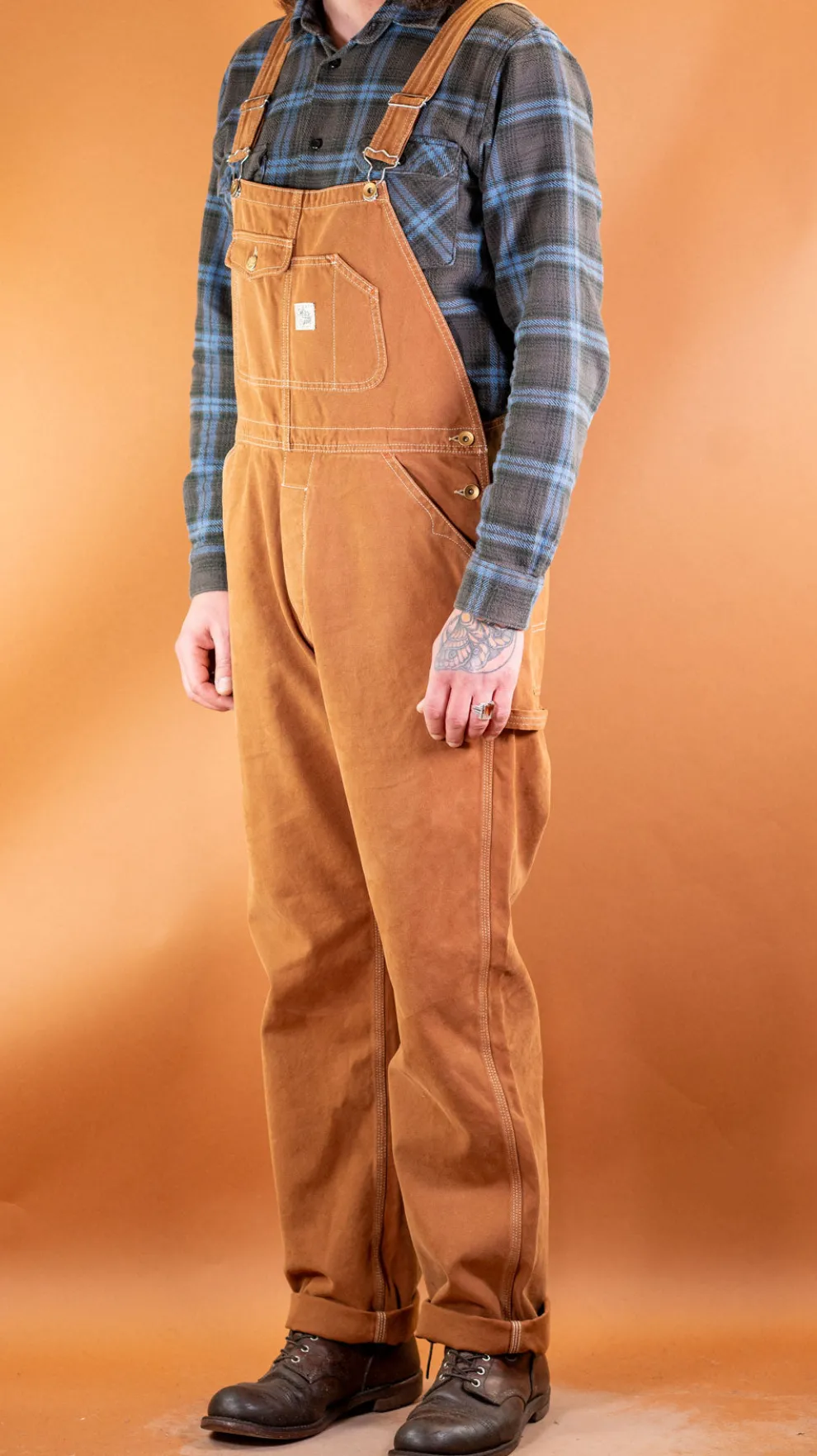 Canvas Bib Overall Duck Brown