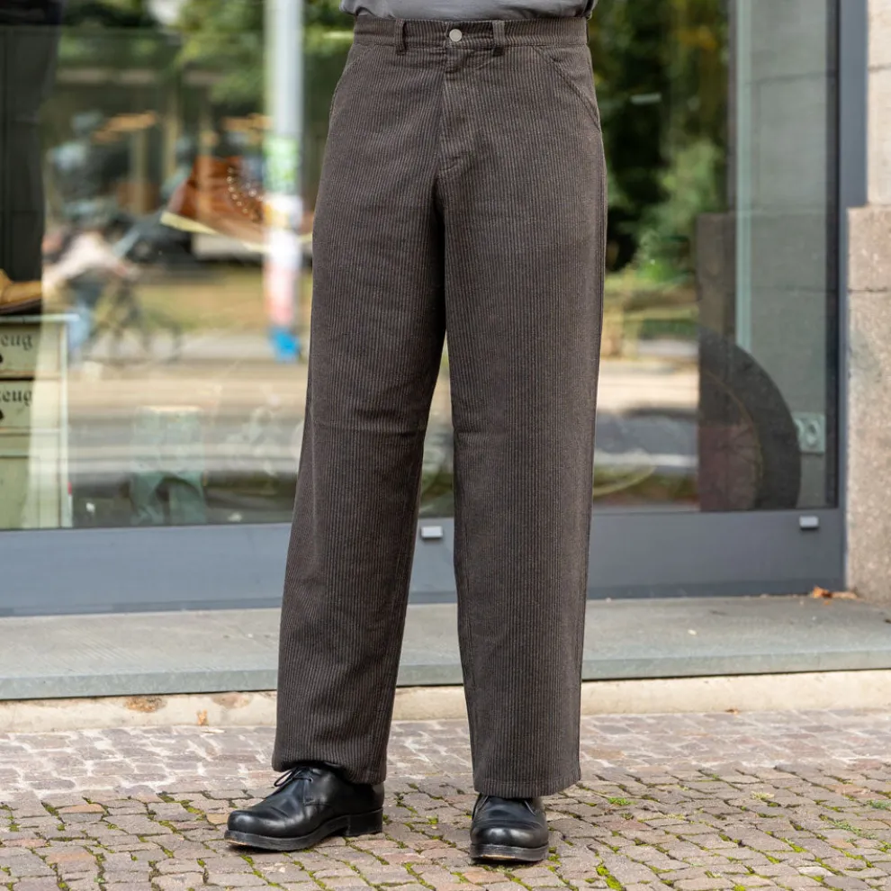 Carlo Trousers Eco Flannel Striped Brown