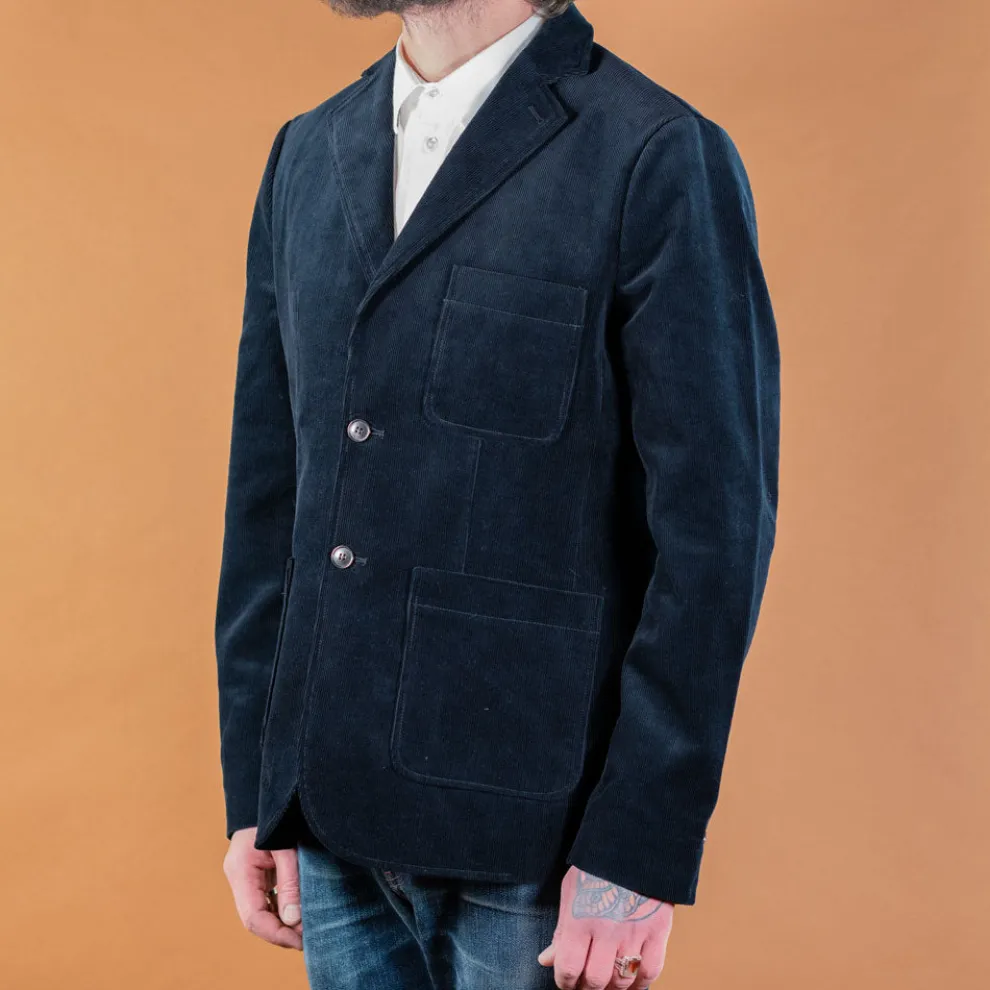 Chris Classic Two Button Blazer Corduroy Navy