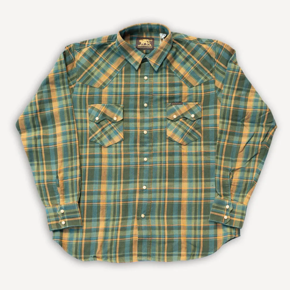 Dollard Shirt Herringbone Check Green/Yellow
