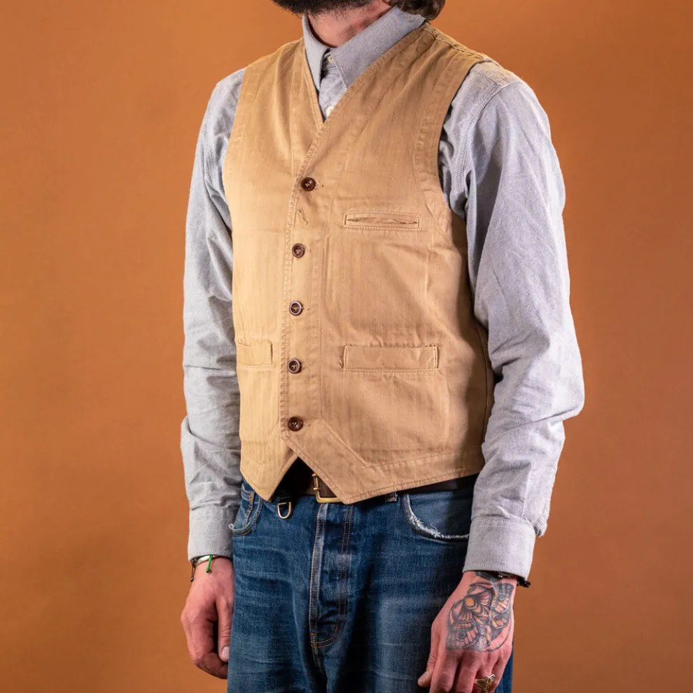 Herringbone Vest Khaki