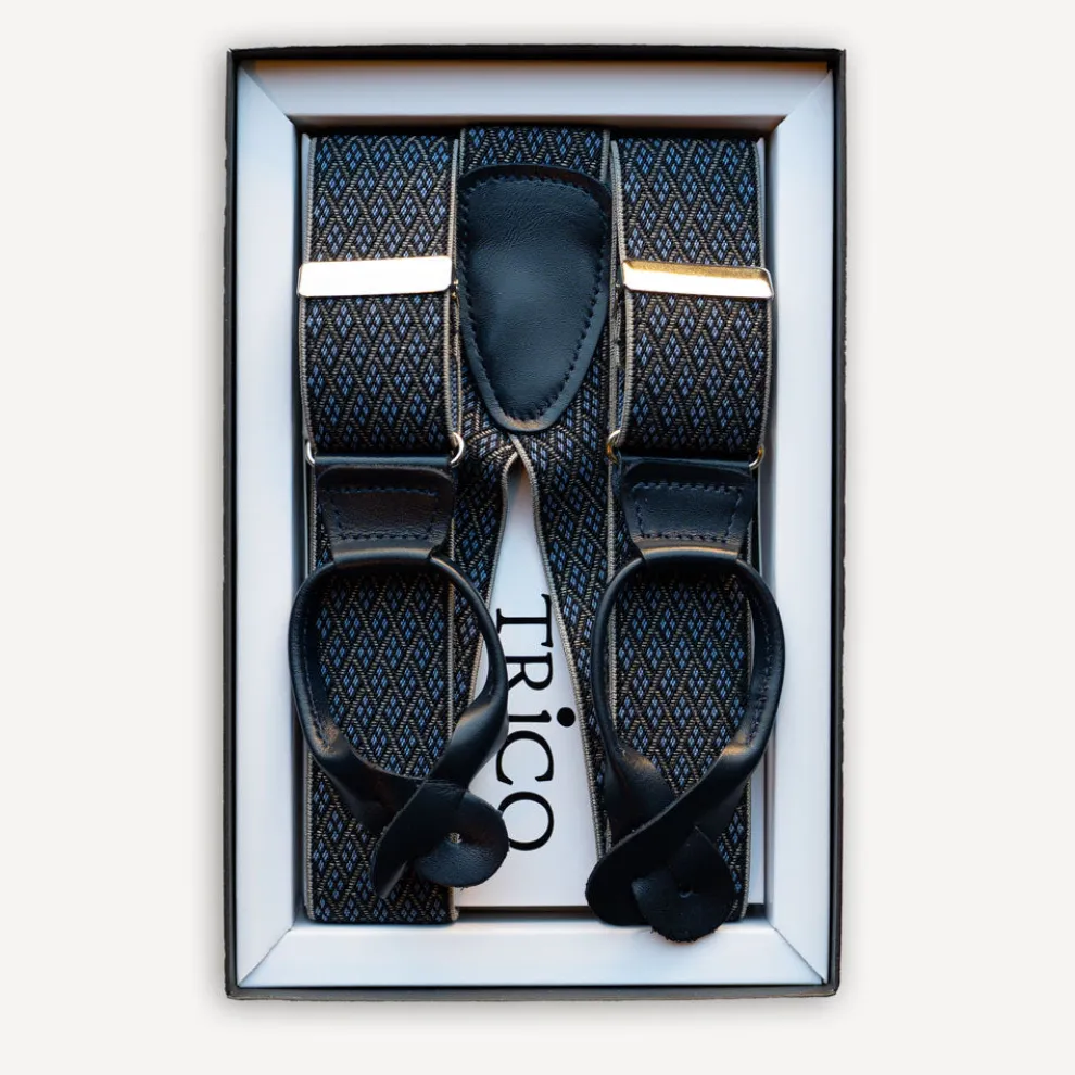 Hosenträger 36mm breit mit Rollzug Blau mit Waben