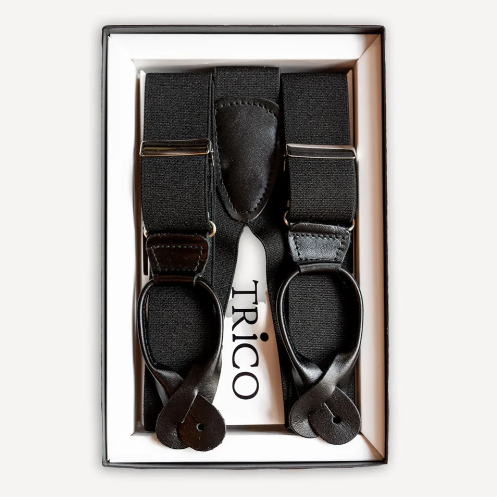 Hosenträger 36mm breit mit Rollzug Schwarz glatt