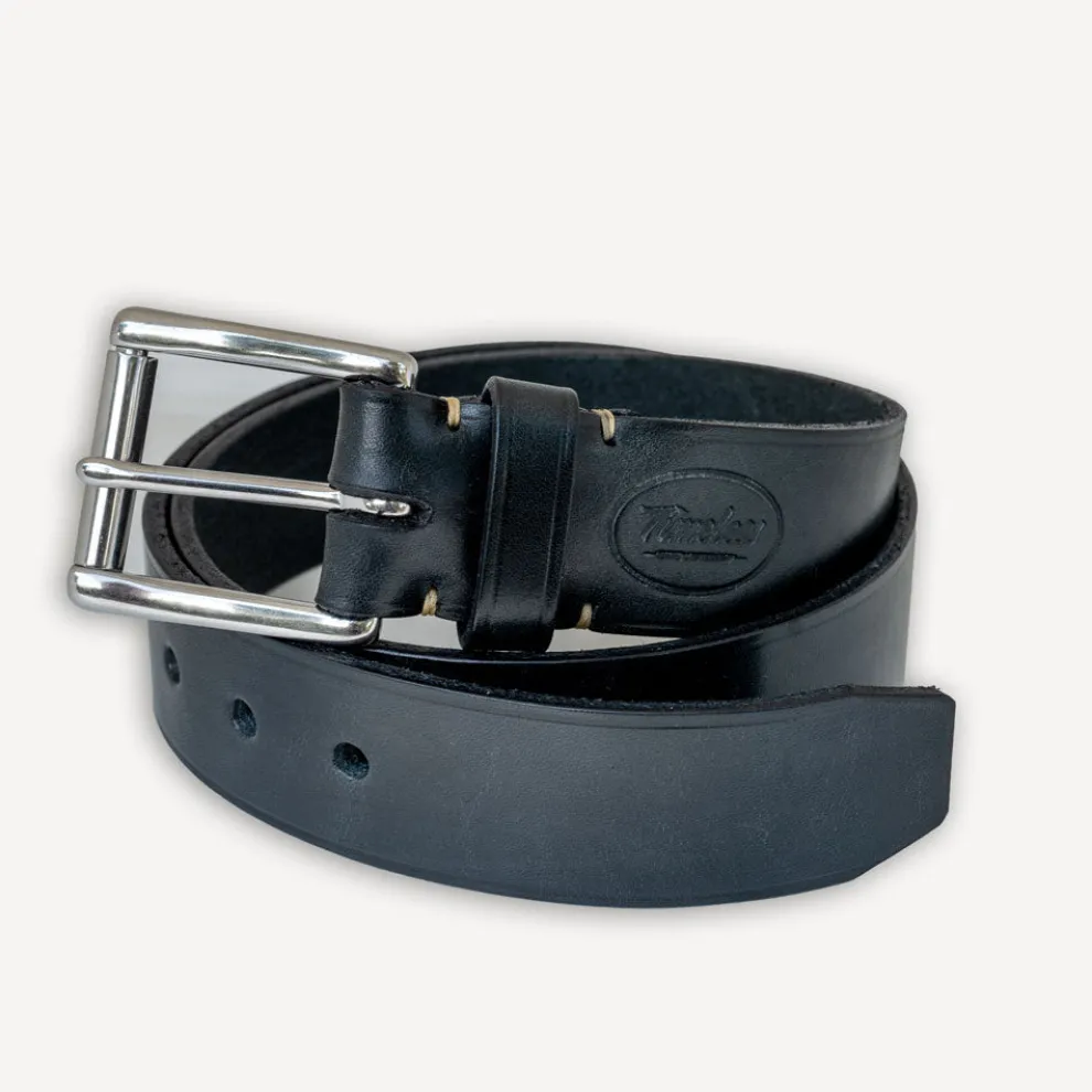 Ledergürtel 40er mit Edelstahlschnalle Schwarz