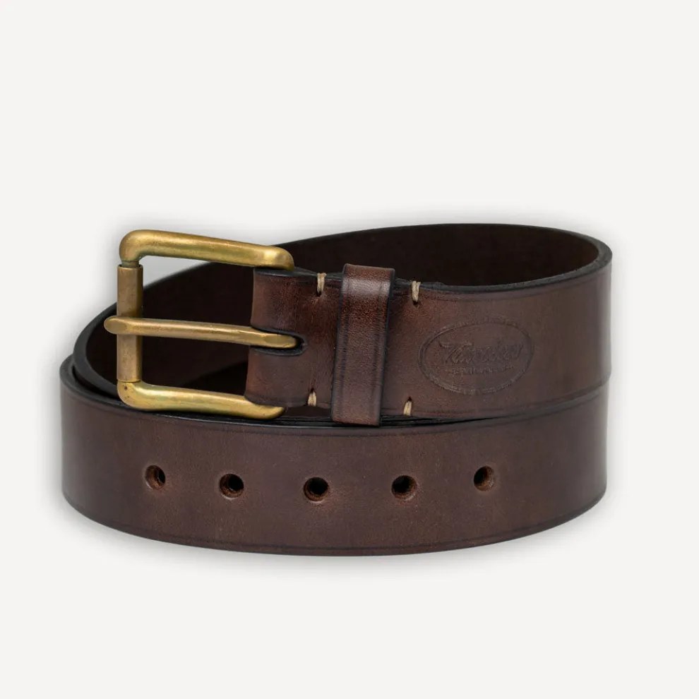 Ledergürtel 40er mit Messingschnalle Braun