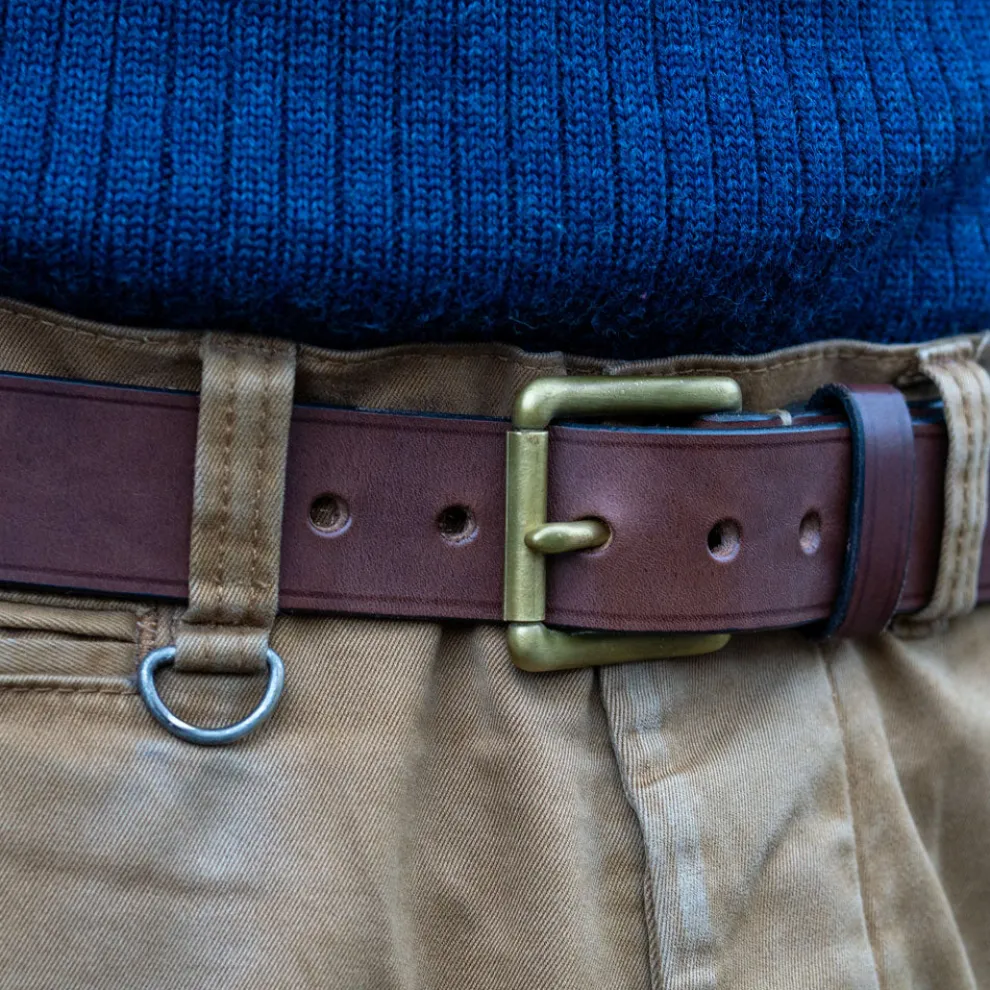 Ledergürtel 40er mit Messingschnalle Braun