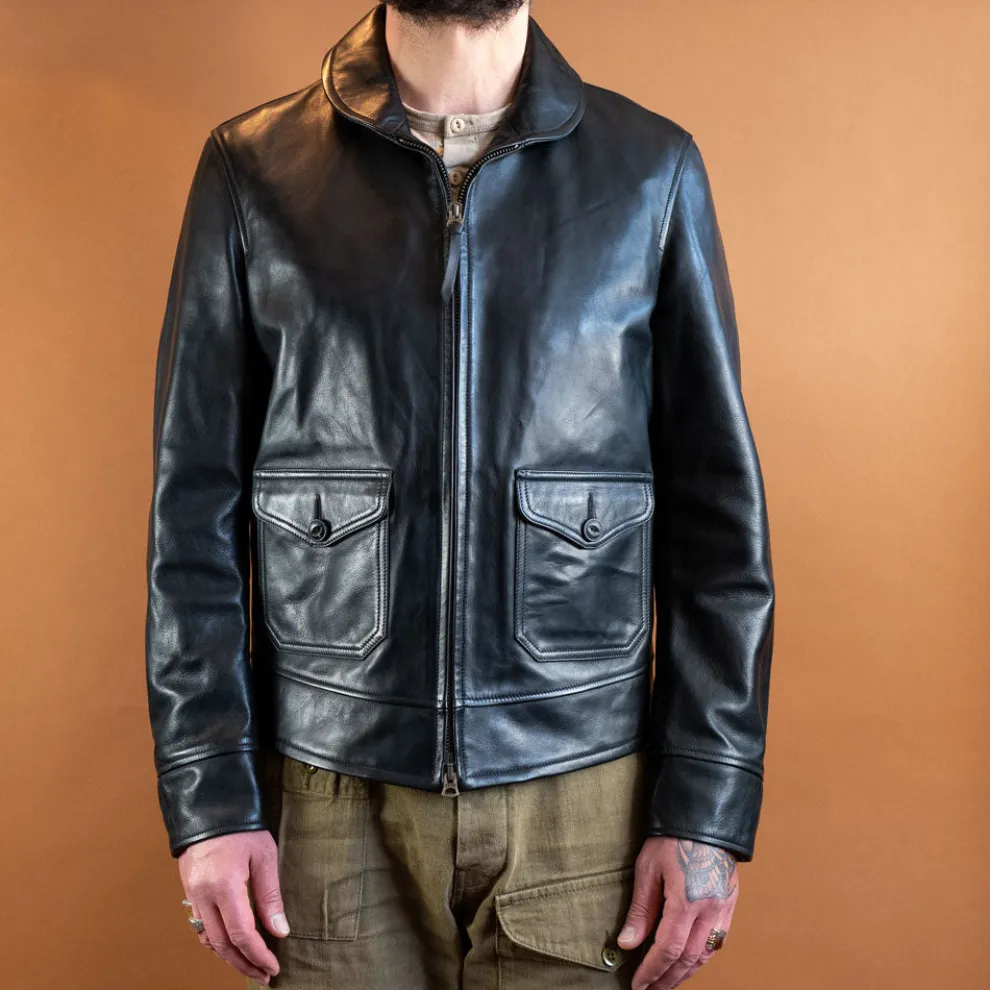 Lederjacke im Fliegerjackenstil Horsehide Black