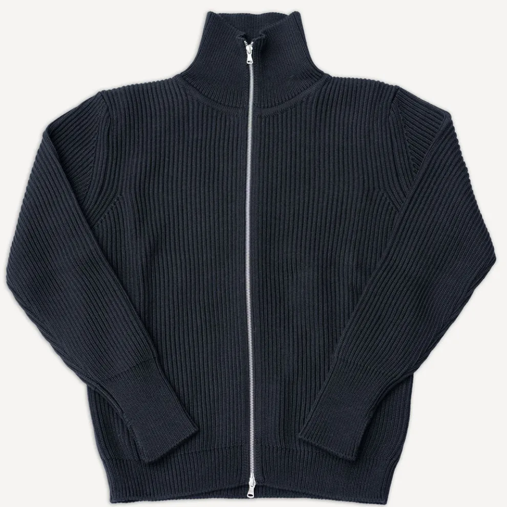 Navy Full Zip Black