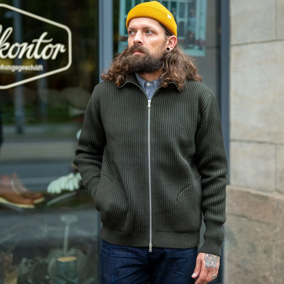 Navy Full Zip Pockets Hunting Green