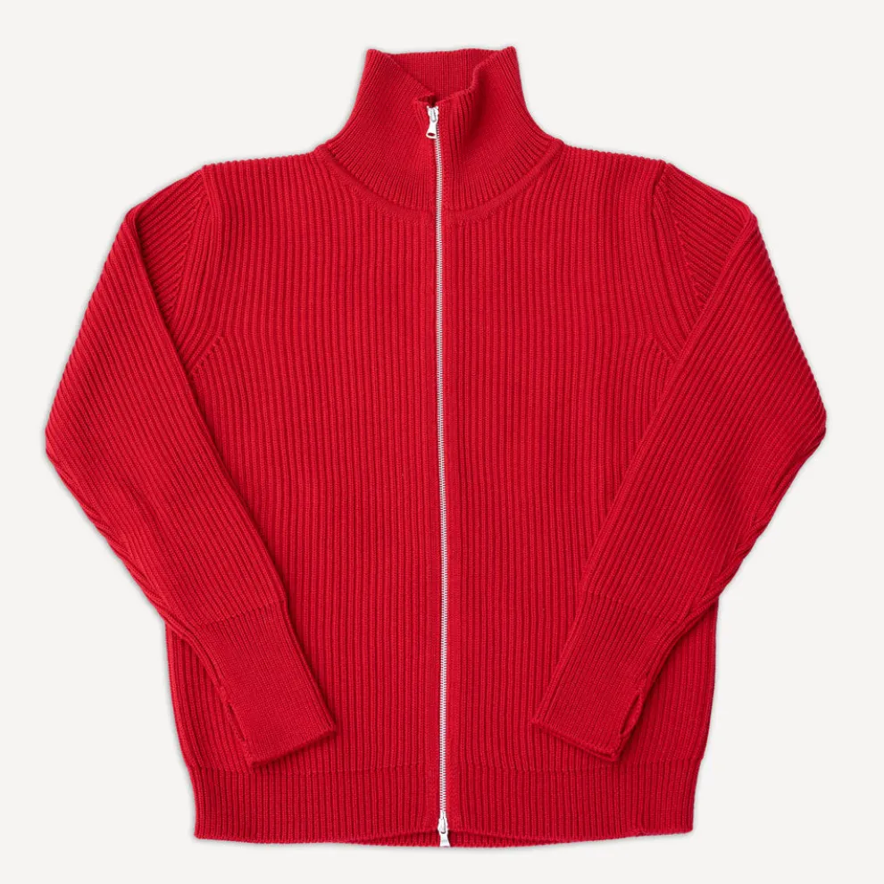 Navy Full Zip Red