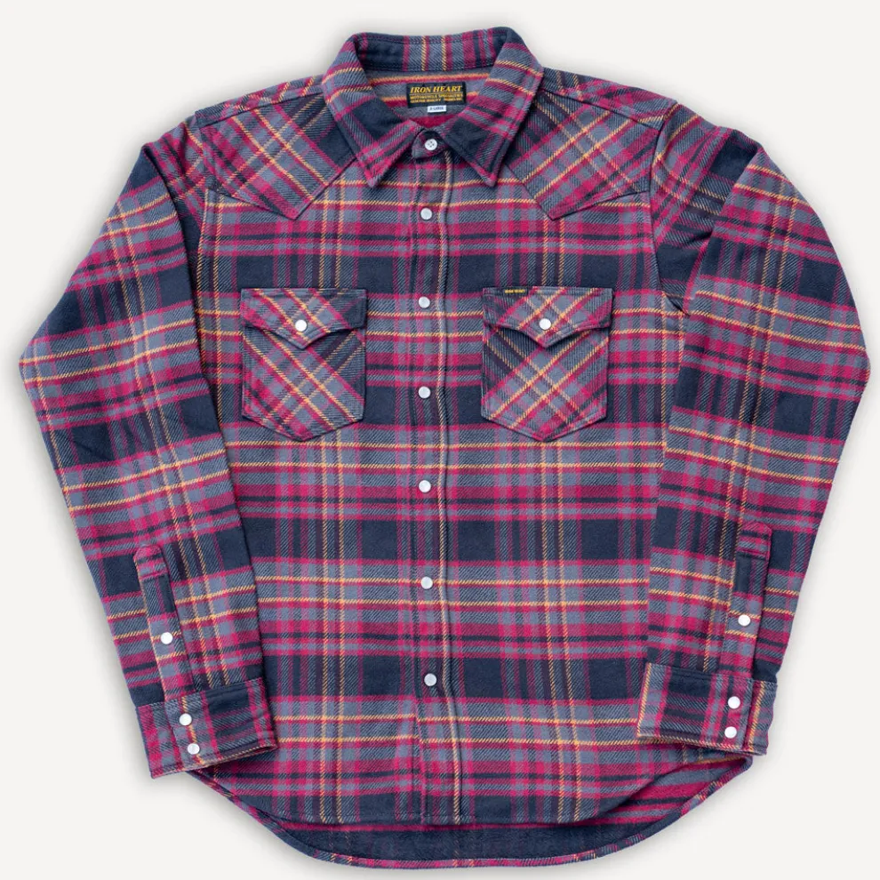 11oz. Heavy Flannel Western Shirt IHSH-403-GRY Grey