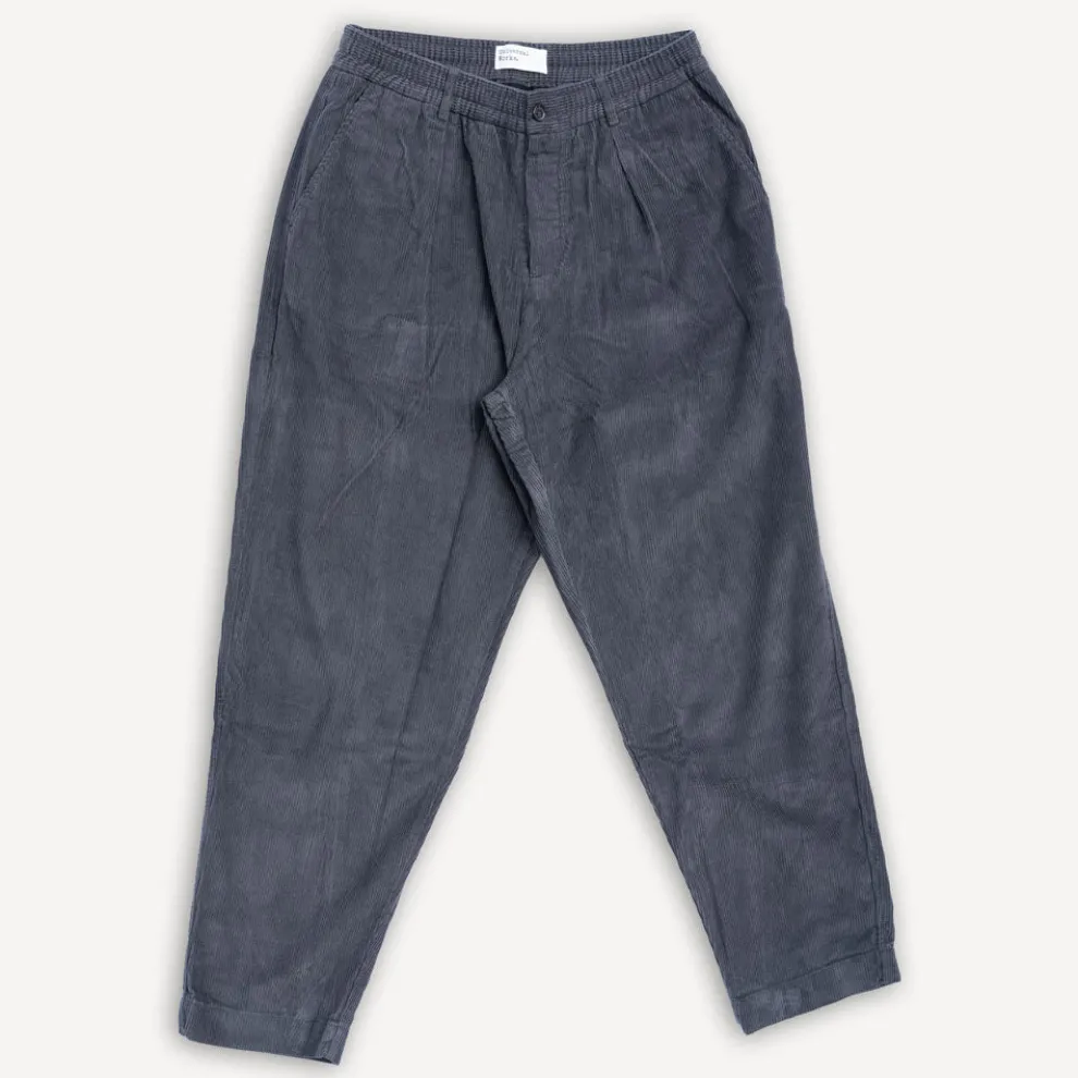 Pleated Track Pant Cord Charcoal
