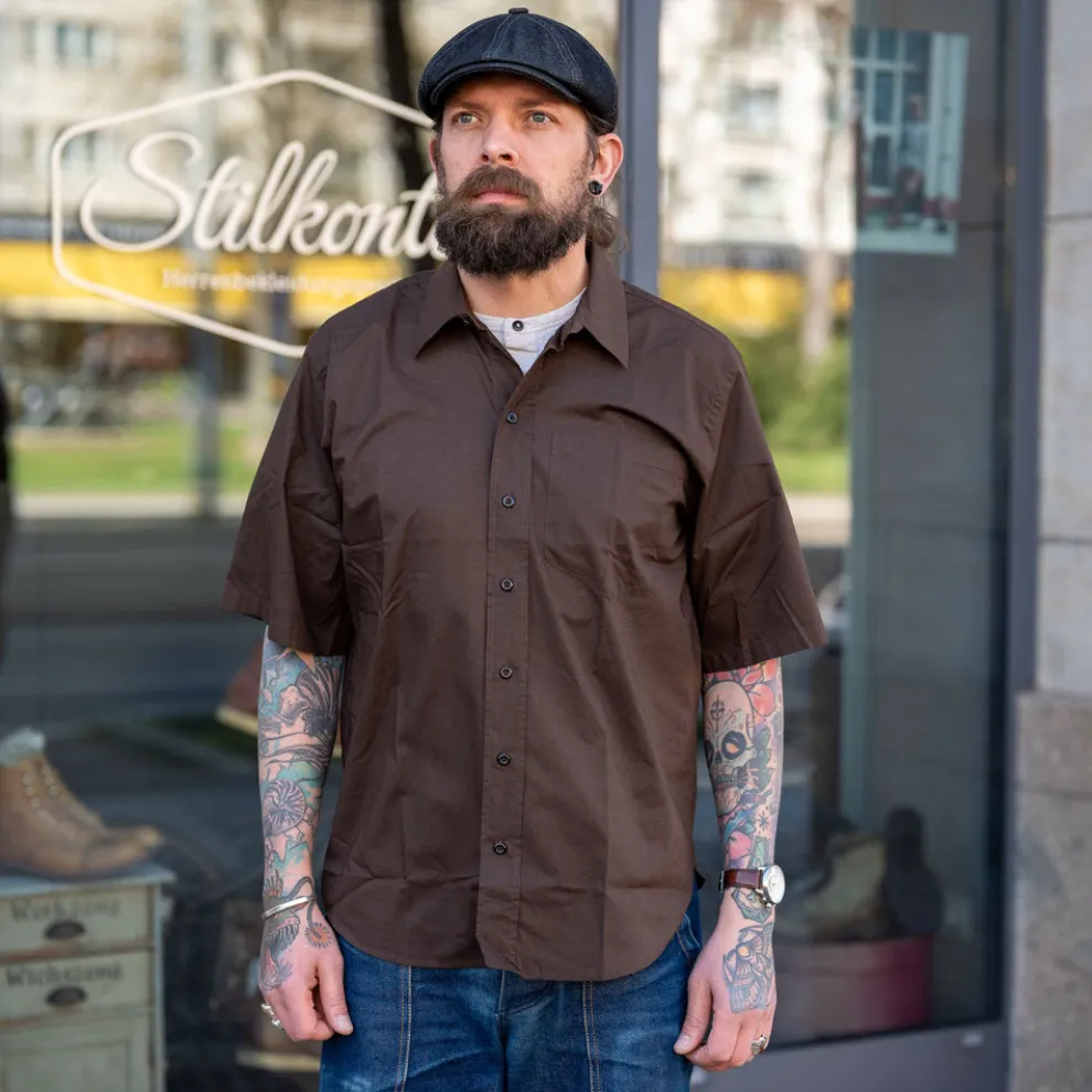 Reidar Loose Fit Short Sleeve Shirt Chocolate
