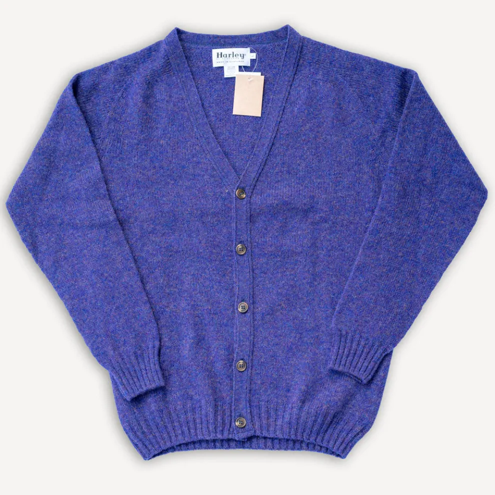 Saddle Shoulder V Cardigan Royal Violett
