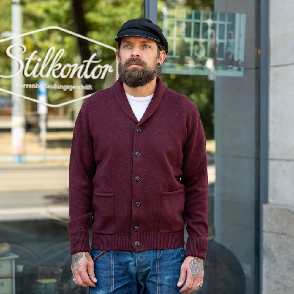 Shawl Collar Cardigan Bordeaux