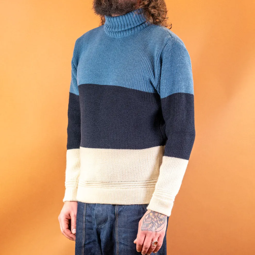 Signal Rollkragen Pullover Seashell/Ink/Trail Blue