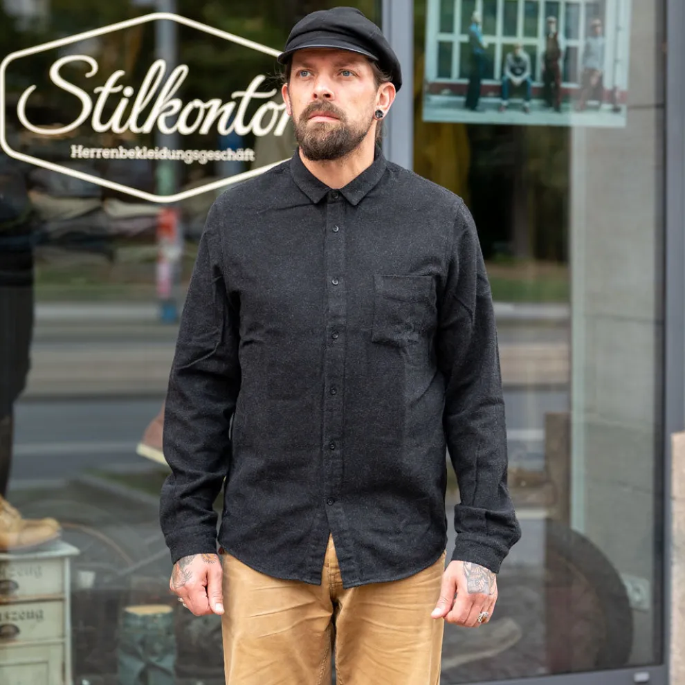 Simon Shirt Eco Flannel Black