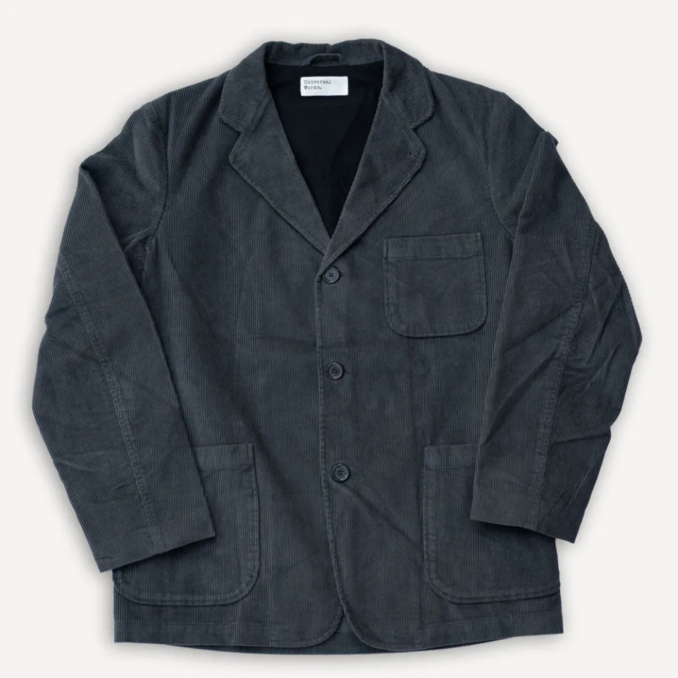 Three Button Jacket Cord Charcoal
