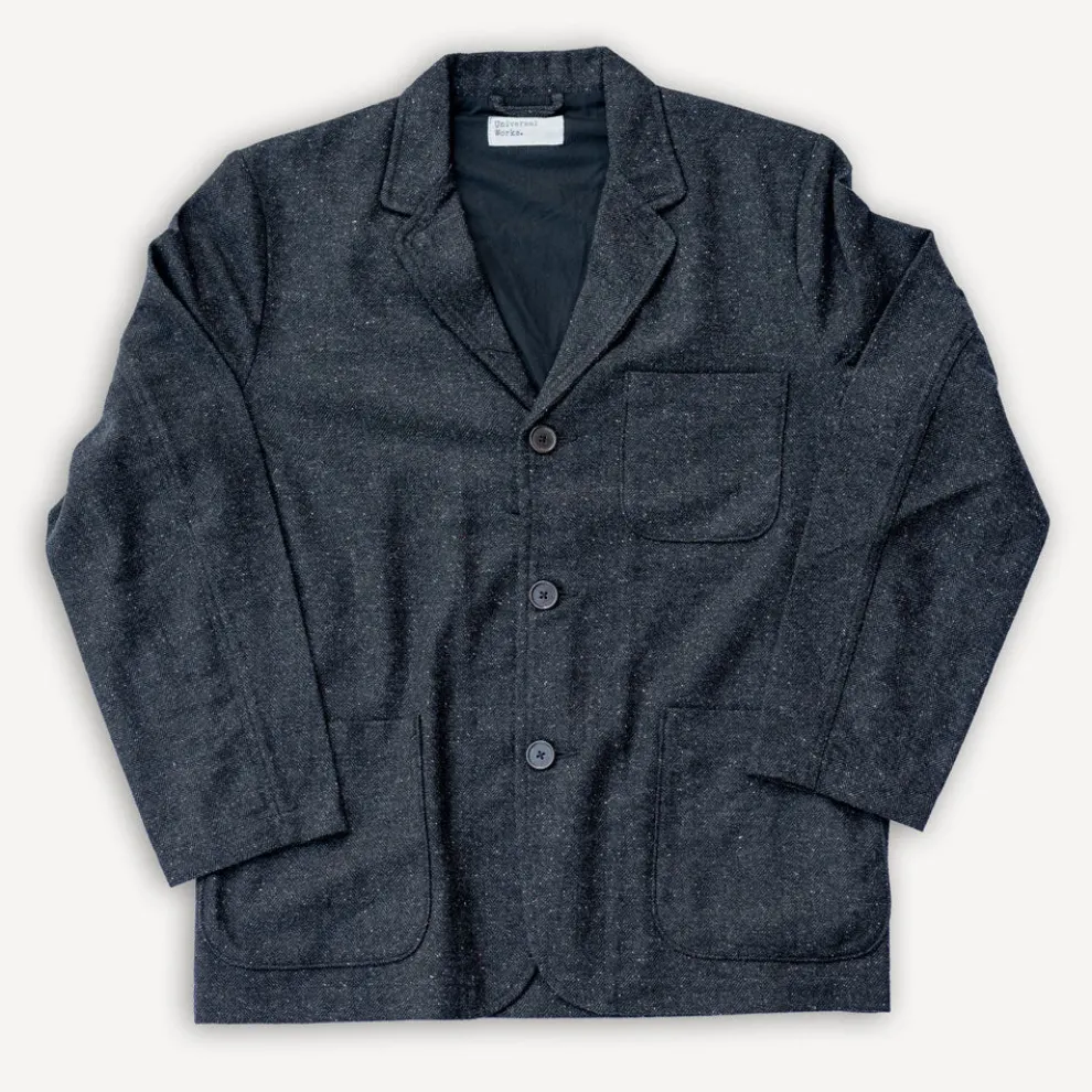 Three Button Jacket Salt/Pepper Tweed Black