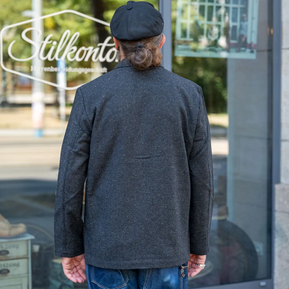 Three Button Jacket Salt/Pepper Tweed Black