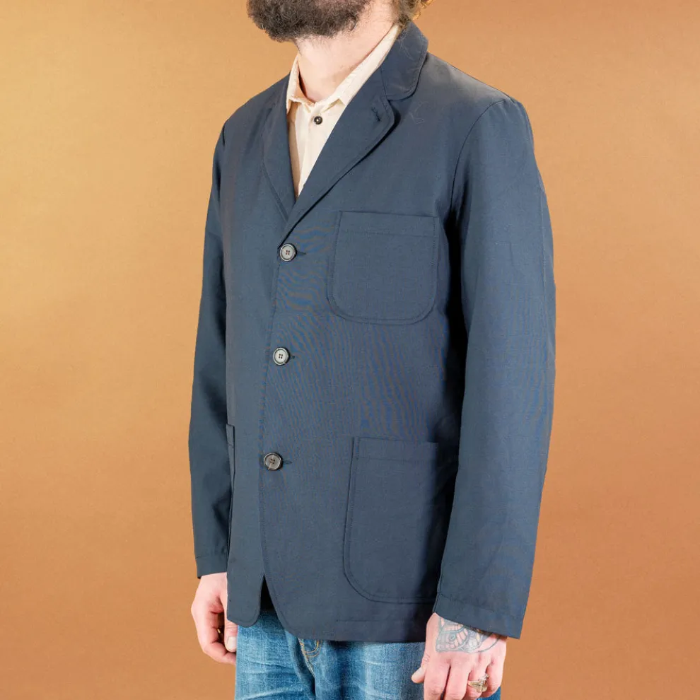 Three Button Jacket Tropical Suiting Navy