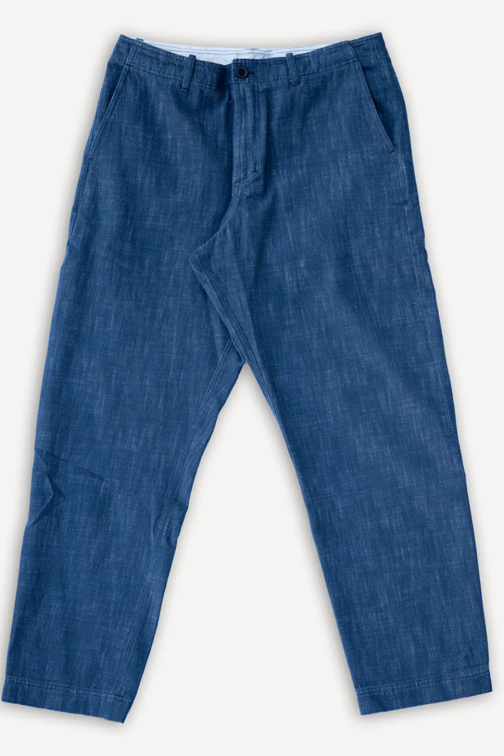 Trygve Wide Cut Cropped Trousers Denim Blue