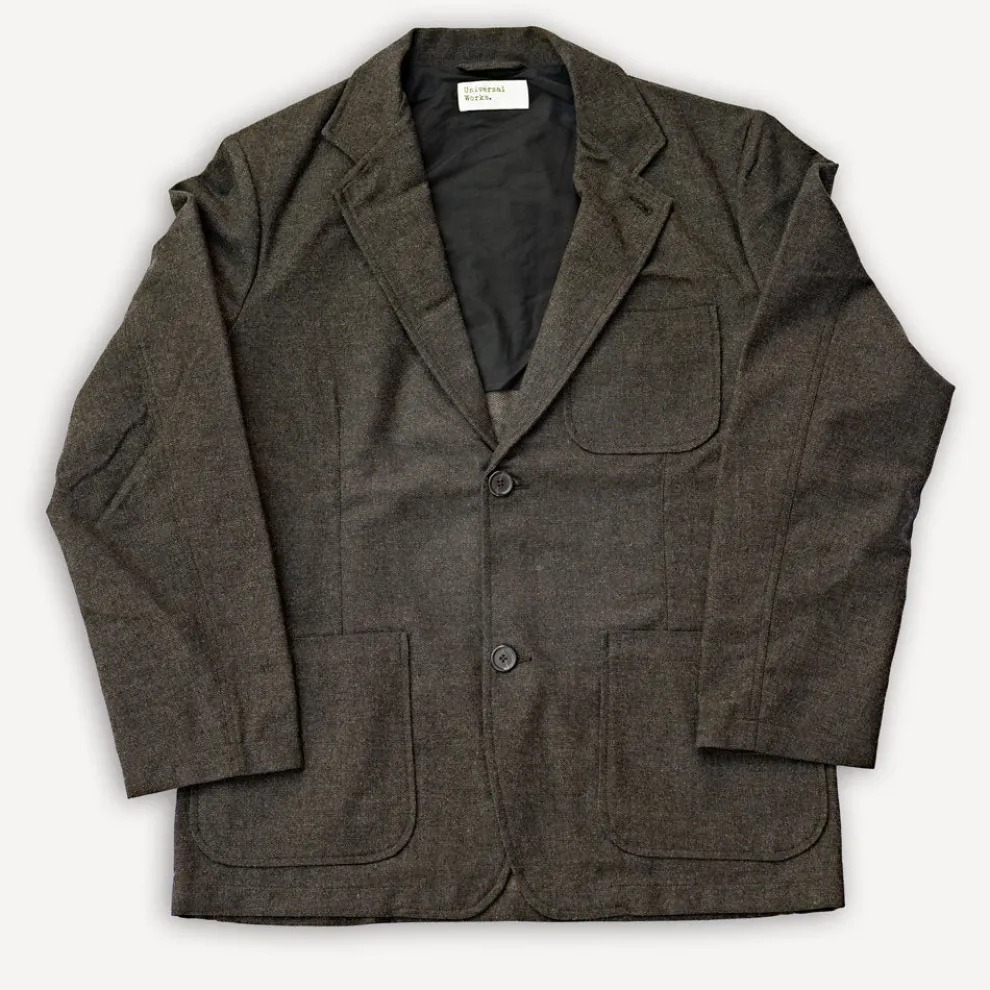 Two Button Jacket Upcycled Tweed Brown