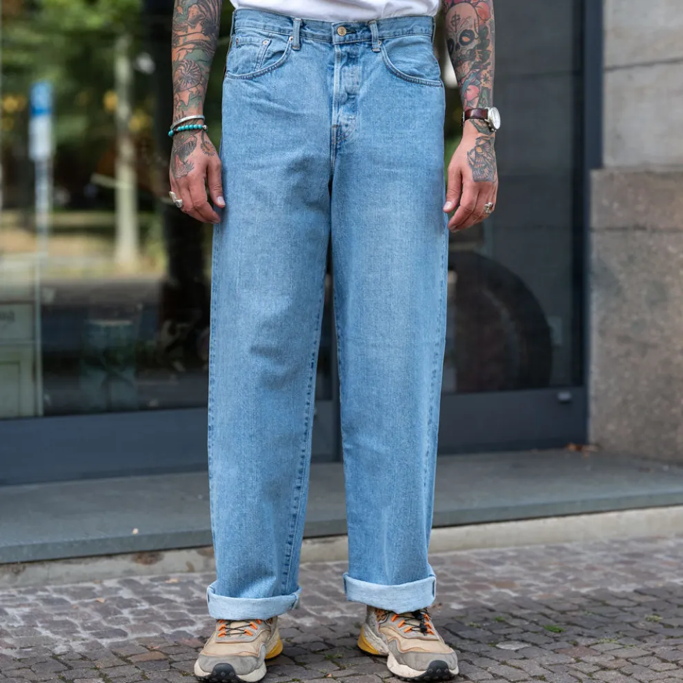 Wide Pant Kurabo Red Selvedge 14oz Blue Light Used